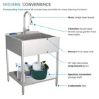 Évier de buanderie et support de lavage en acier inoxydable de 24 po L x 22 po P x 35 po H
