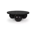 Table basse ronde en marbre avec pieds sphériques, multicolore, 4 places