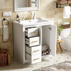 Meuble-lavabo simple de 76 cm avec armoire et 3 tiroirs – Noir / Bleu / Vert / Indigo / Blanc