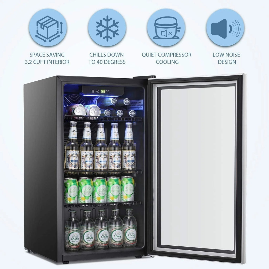 Réfrigérateur à Boissons - Mini Frigo 120 Canettes avec Porte en Verre