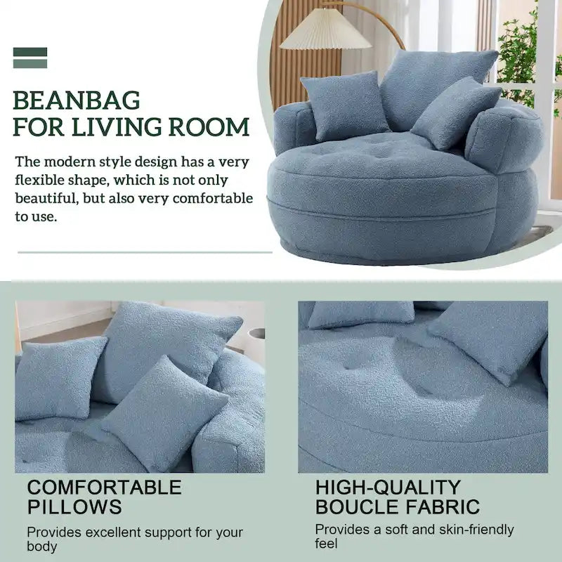 Fauteuil paresseux rond – Blanc/Bleu/Gris/Jaune/Orange/Rouge rosé/Bleu marine/Vert, Siège simple et double