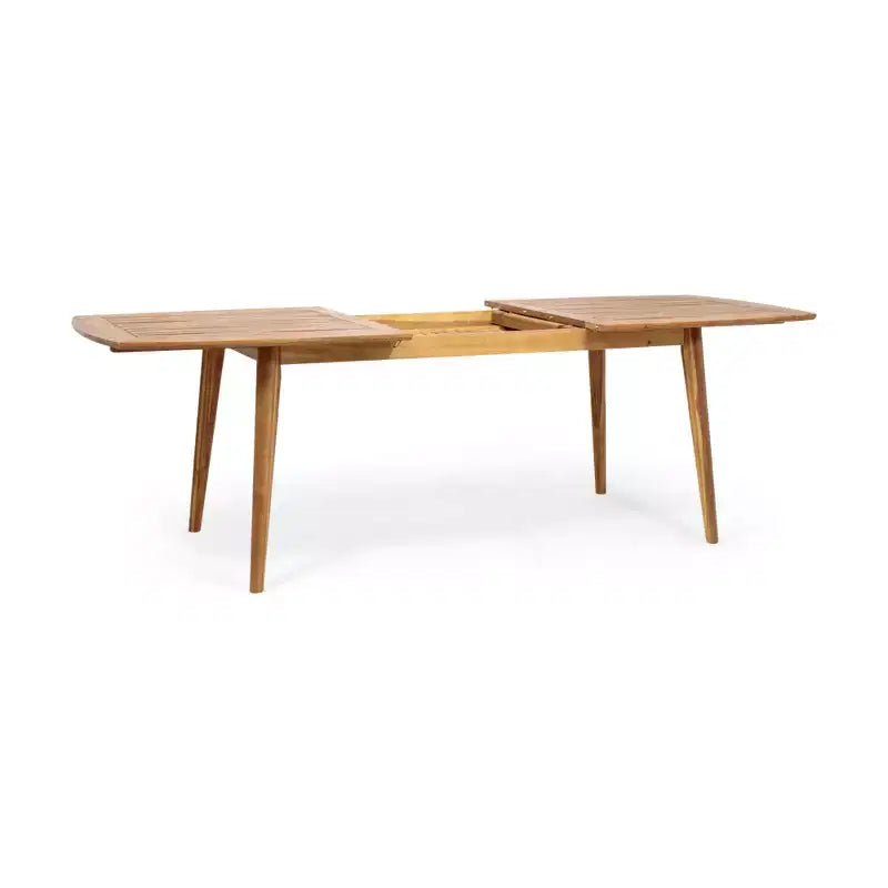 Ensemble de salle à manger d'extérieur 7 pièces extensible avec chaises empilables, table en bois d'acacia