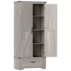 HOMCOM Armoire de garde-manger de ferme de 183 cm avec portes de grange, meuble de rangement de cuisine haut avec étagères réglables et tiroir