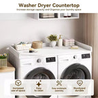 Comptoir pour lave-linge-sécheuse, dessus de machine à laver avec bord surélevé et tapis antidérapant pour le rangement des paniers à linge et l'organisation de la buanderie
