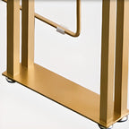 Table de bar rectangulaire de luxe en bois avec base luge dorée pour salle à manger
