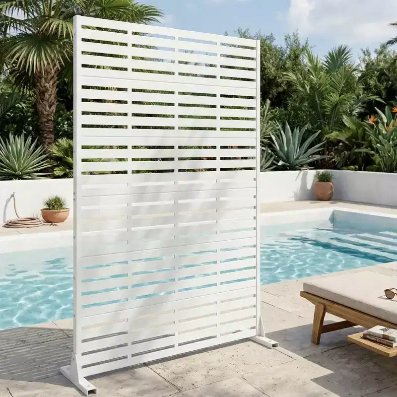MAYEERTY 72x47 Écran de confidentialité extérieur naturel blanc, séparateur pliable naturel en 6 pièces pour jardin et cour arrière
