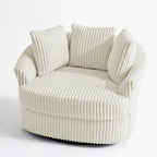 Lot de 2 fauteuils pivotants ronds surdimensionnés en velours côtelé moelleux de 43 po de large avec oreillers
