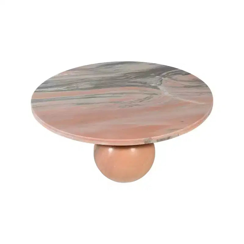 Table basse ronde en marbre avec pieds sphériques, multicolore, 4 places