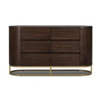 Commode moderne à 6 tiroirs avec plateau Live Edge, piètement en métal et construction en bois mélangé durable