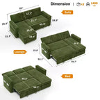 Canapé-lit sectionnel Dyonery 81, canapé-lit escamotable en forme de L avec méridienne de rangement réversible, USB, dossier inclinable