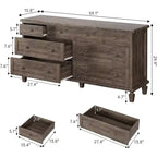 Commode à 8 tiroirs pour chambre à coucher, meuble TV vintage de 59 po avec poignées sculptées et pieds fuselés, commode en bois avec grande capacité de rangement