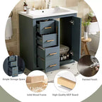 Meuble-lavabo simple de 76 cm avec armoire et 3 tiroirs – Noir / Bleu / Vert / Indigo / Blanc
