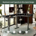 Bureau d'angle électrique debout avec 3 tiroirs et roulettes verrouillables, 160