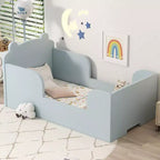Lit au sol en forme d'ours Okak pour les 3-6 ans, cadre de lit pour tout-petits avec barrière de sécurité, lit pour enfants en forme d'animal mignon