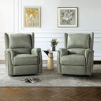 Fauteuil inclinable électrique en cuir véritable avec port USB – Ensemble de 2 fauteuils à oreilles cloutés