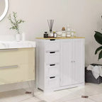 Meuble bas de salle de bain HOMCOM avec étagère réglable, meuble de rangement de salle de bain autoportant avec 4 tiroirs et 2 portes, blanc