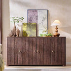 Buffet de cuisine avec 4 portes et étagères, grand buffet de rangement moderne, buffet de rangement de 66 po pour bar à café