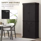 Garde-manger de cuisine de 71 po avec lumières DEL, 6 tablettes de porte, un tiroir et 4 tablettes réglables