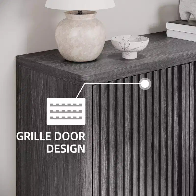 Meuble à chaussures Acekool 46 avec porte cannelée, meuble de rangement 5 niveaux, banc d'entrée rustique pour couloir, 41,5H