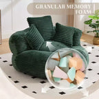 Canapé poire pour adultes et enfants, grand fauteuil poire en velours côtelé avec 3 oreillers et accoudoirs pour salon et chambre à coucher