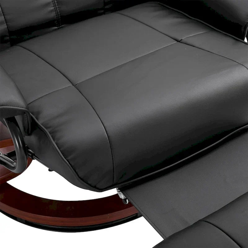 Fauteuil inclinable manuel pivotant en similicuir HomCom avec repose-pieds confortable et relaxant