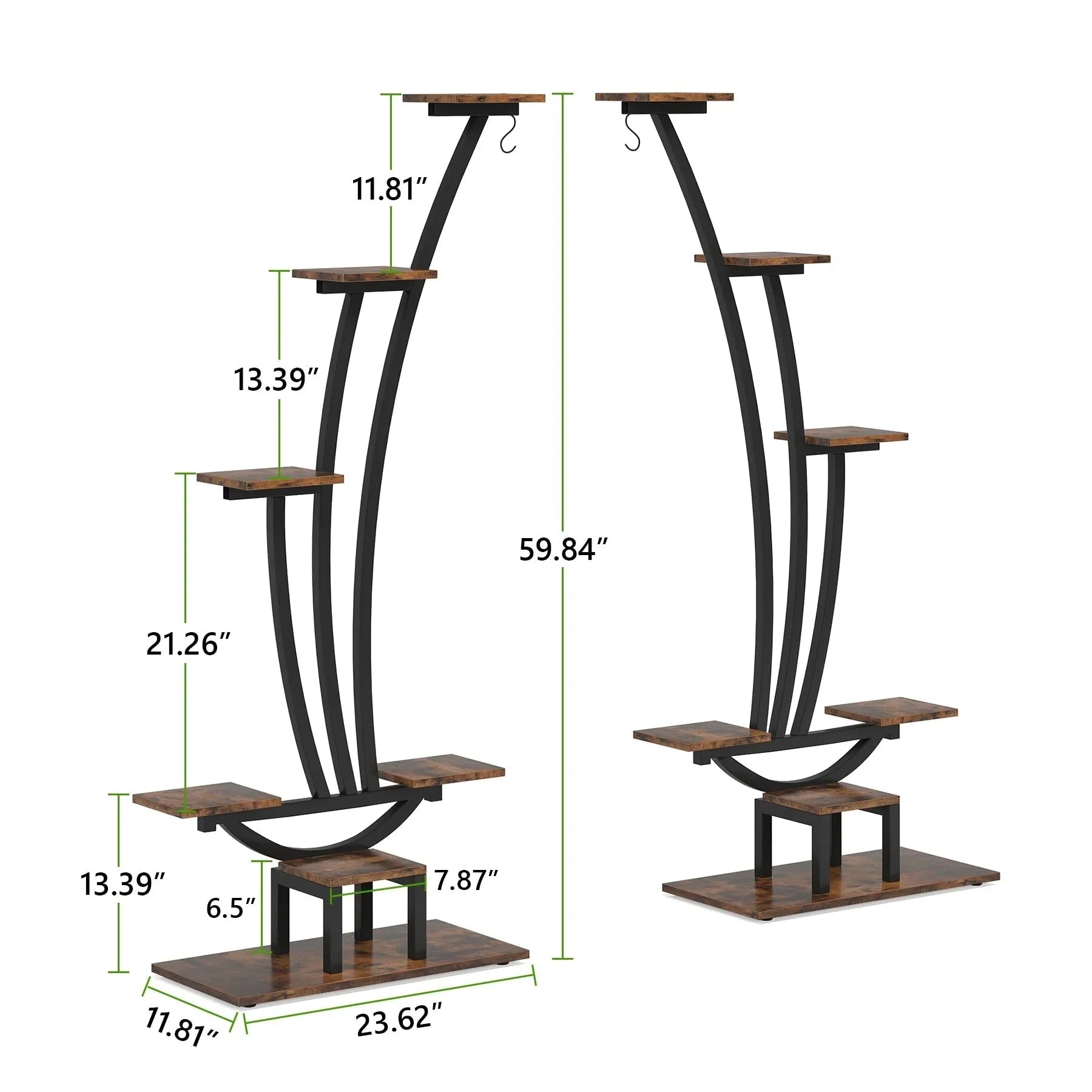Étagère à plantes d'intérieur, porte-fleurs à 6 niveaux pour jardin - Lot de 2