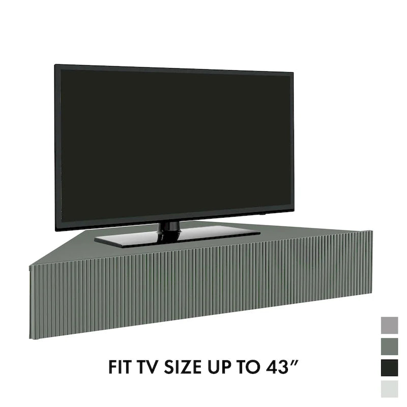 Meuble TV d'angle flottant 47", 3 étagères, style transitoire, fixation murale peu encombrante