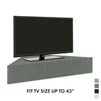 Meuble TV d'angle flottant 47", 3 étagères, style transitoire, fixation murale peu encombrante