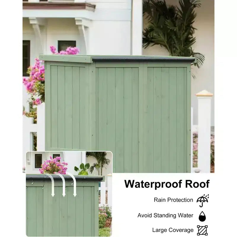 Abri de rangement extérieur étanche de 160 cm, avec étagères amovibles, serrures, doubles portes à volets, grand abri de jardin en bois avec plancher pour terrasse, cour