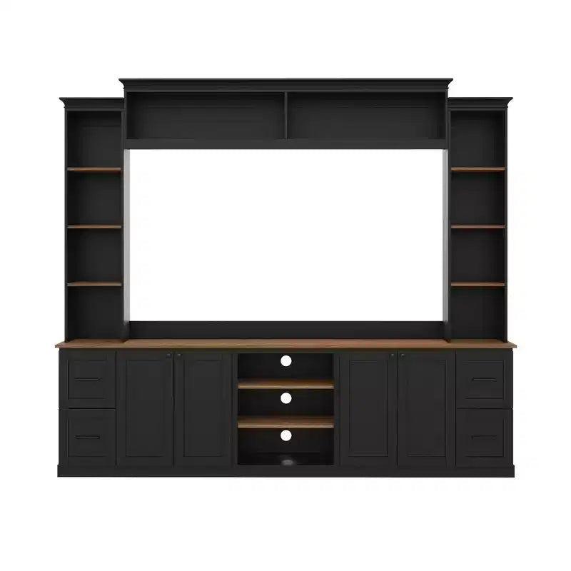 Meuble TV mural 4-en-1 ModernLuxe de style campagnard, convient aux téléviseurs jusqu'à 70 pouces, meuble TV console multimédia avec étagères réglables et tiroirs