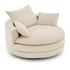 Fauteuil d'appoint pivotant à 360°, Fauteuil pivotant rond en forme de baril avec coussin pour salon