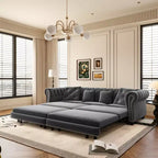 Canapé-lit gigogne 3-en-1 King Size Whisen Velvet et canapé convertible avec pouf mobile, design capitonné