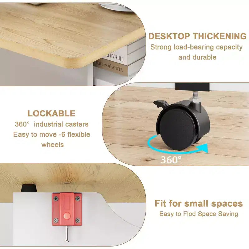 Table à manger pliante pour cuisine, table à manger peu encombrante, table de cuisine à rallonges avec 6 roulettes pour petits espaces