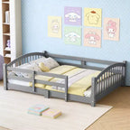 Lit bas Montessori pleine grandeur Luxystar avec barrières de sécurité et tête de lit