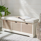 Banc de rangement SAFAVIEH Fiorello 3 tiroirs avec coussin - 47,3 L x 15 P x 19 H - 47Lx15Px19H