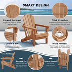 Chaise Adirondack pliante d'extérieur tout temps Polytrends Laguna résistante à la décoloration pour patio