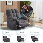 Fauteuil inclinable manuel, fauteuil inclinable ergonomique en tissu respirant avec poches latérales, canapé individuel, adapté au salon et à la chambre à coucher
