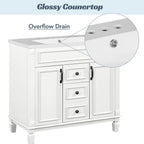 Meuble-lavabo de salle de bain moderne de 91 cm avec lavabo et armoire de toilette, 2 portes et 2 tiroirs
