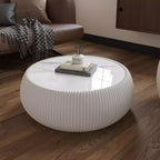 Table basse ronde moderne Okak avec plateau en marbre et côté en cuir, table d'appoint à la mode pour salon, chambre à coucher