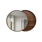 23.6 Miroir mural rond coulissant moderne avec rangement, miroir de courtoisie peu encombrant pour salle de bain, miroir décoratif pour salon