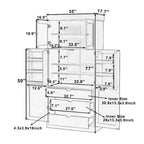 Garde-manger de cuisine autoportant 77H, armoire de rangement de style ferme avec étagères réglables, étagères de porte, tiroirs et casiers à vin - ModernLuxe
