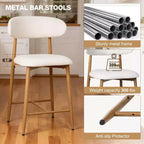 Tabouret de bar hauteur comptoir avec siège rembourré et pieds en métal, chaise d'îlot de cuisine moderne de 26,3 pouces