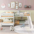 Lits superposés en L pour 4 enfants, lits superposés quadruples avec toboggan, lits superposés en bois doubles et jumeaux pour chambre à coucher ou dortoir