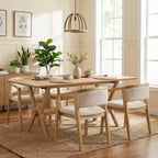 Ensemble de salle à manger Christopher Knight Home Simon 5 pièces en bois d'hévéa de style milieu de siècle avec chaises rembourrées en tissu bouclé