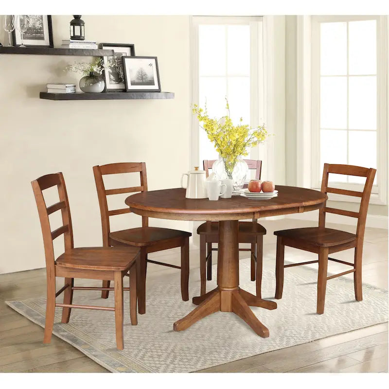 Table à manger ronde extensible 36 po avec 4 chaises Madrid