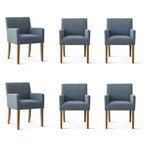 Lot de 6 chaises de salle à manger capitonnées avec accoudoirs, fauteuils modernes en lin avec pieds en bois, chaises d'appoint pour salle à manger, salon – Panipeachy