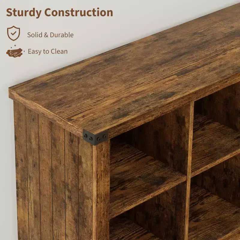 Étagère de rangement à 8 cubes, bibliothèque horizontale de style ferme, bibliothèque de rangement en bois de 157 cm pour entrée, étagères basses et longues pour salon