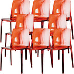 Chaise de salle à manger sans accoudoirs à dossier bas en acrylique ambre