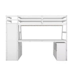 Lit mezzanine simple avec 7 tiroirs, 2 étagères, armoire et bureau pour enfants et adolescents