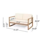 Ensemble de meubles de patio en bois d'acacia, ensemble de conversation extérieur avec table basse et coussins moelleux pour jardin, véranda et balcon, Beige - Merax